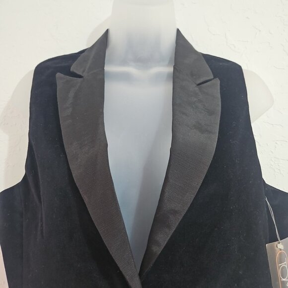 NOS Vintage Black Velvet Suiting Vest size 9 Satin Collar Goth Grunge Party - Picture 3 of 13
